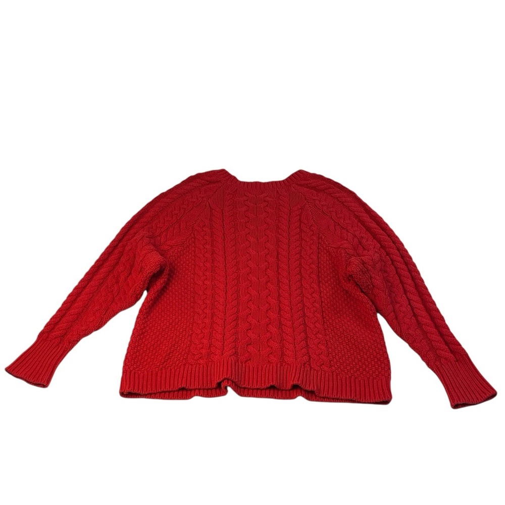 Aerie Red Cable Knit Sweater Women's Large Chunky Oversized Cozy‎ Winter